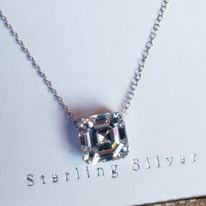 2/100$NWT Contessa di capri Cubic Zirconia Asscher Cut Necklace sterling silver2
